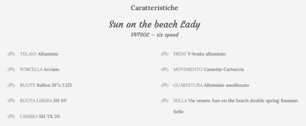 BICI VIA VENETO VV 790L PL SUN ON THE BEACH 26 6V.TEL.ALL. LADY