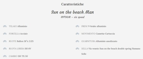 BICI VIA VENETO VV 790M W SUN ON THE BEACH 26 6V.TEL.ALL. MAN