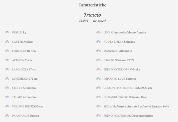 BICI VIA VENETO VV 894 BC TRICICLO 20 6V. TEL.STEEL