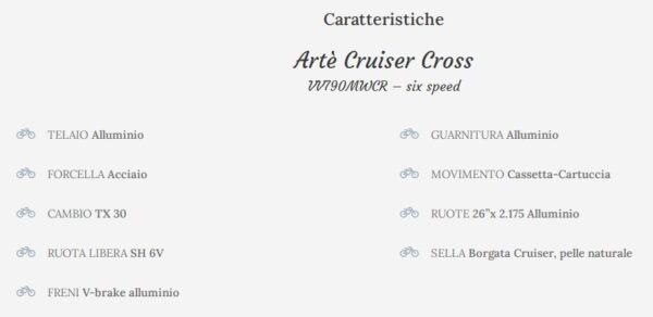 BICI VIA VENETO VV 790MWCR BM CRUISER ARTE' CROSS 26 6V.TEL.ALL. MAN