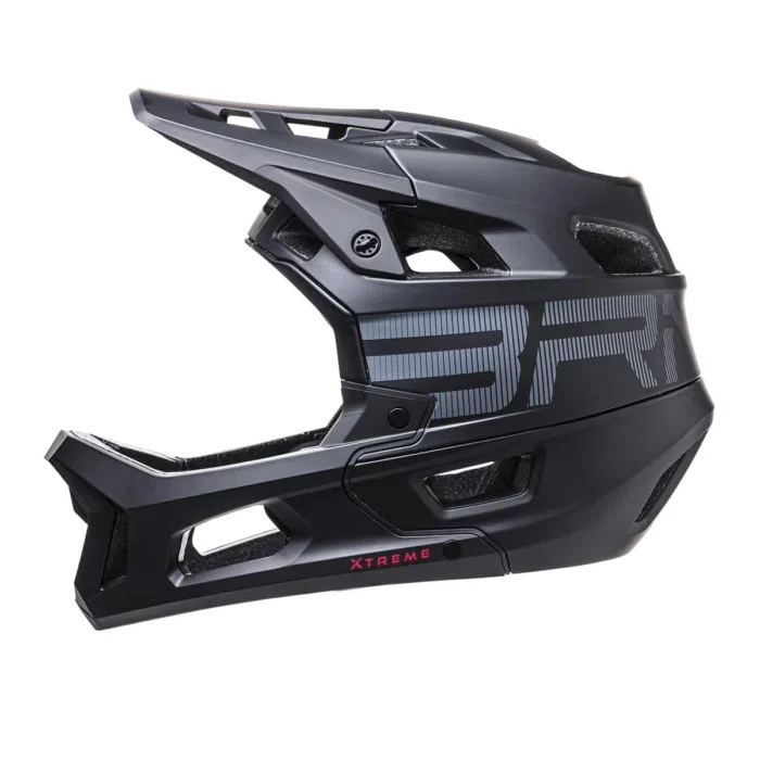 Vista del casco BRN Xtreme con dettagli sulla grafica e sulla struttura protettiva.