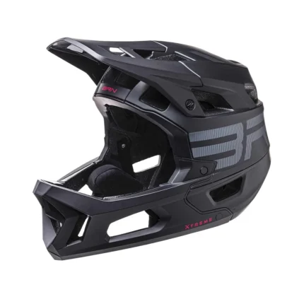 Lato del casco BRN Xtreme con visiera, progettato per la protezione e il comfort del ciclista.