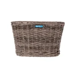Cesto BRN Vintage anteriore ovale grigio intrecciato con corda in Eco-Rattan, base e struttura in acciaio. Le sue dimensioni sono 39 x 28.5 x 24 cm (piastre in dotazione).