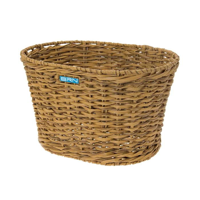 Cesto BRN Vintage anteriore ovale naturale intrecciato con corda in Eco-Rattan, base e struttura in acciaio. Le sue dimensioni sono 39 x 28.5 x 24 cm (piastre in dotazione).