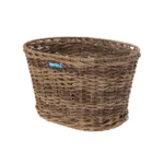 Cesto BRN Vintage anteriore ovale marrone intrecciato con corda in Eco-Rattan, base e struttura in acciaio. Le sue dimensioni sono 39 x 28.5 x 24 cm (piastre in dotazione).