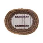 Cesto BRN Vintage anteriore ovale marrone intrecciato con corda in Eco-Rattan, base e struttura in acciaio. Le sue dimensioni sono 39 x 28.5 x 24 cm (piastre in dotazione).