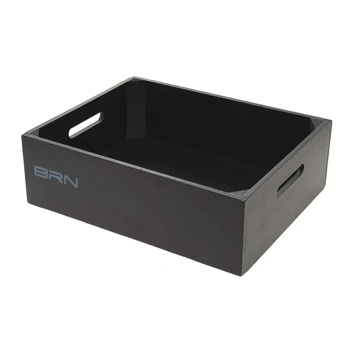 Cesto BRN Amarcord in Legno Nero, elegante contenitore per l'organizzazione domestica, realizzato in legno verniciato