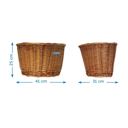 Cesto BRN Giusy anteriore in vimini naturale. Le sue dimensioni sono 41 x 31 x 25 cm.