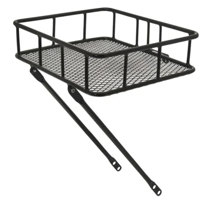 Cesto BRN Monterosso anteriore in acciaio nero per biciclette 26 e 28. Le sue dimensioni sono 35 x 30 x 10 cm.