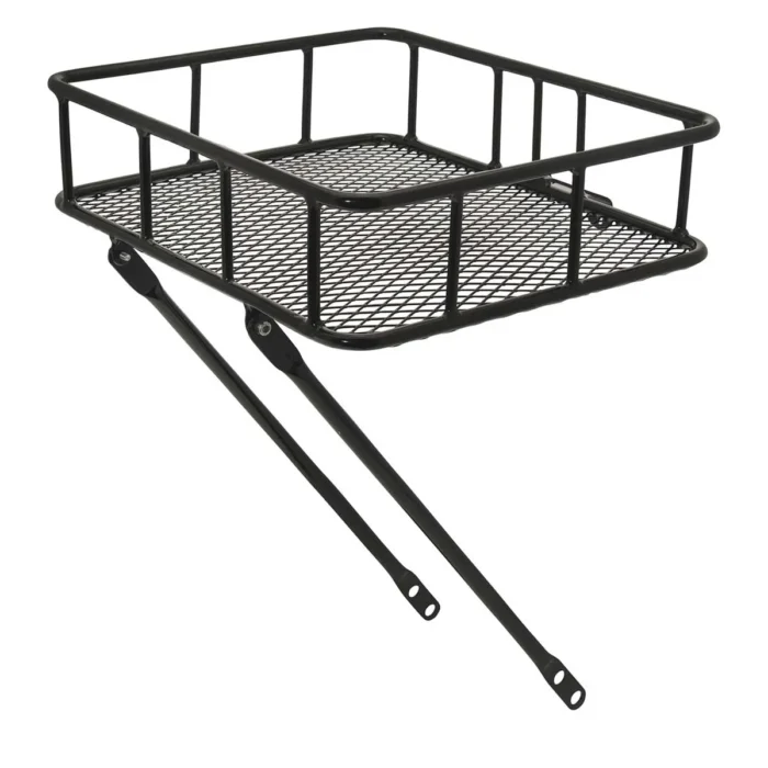 Cesto BRN Monterosso anteriore in acciaio nero per biciclette 26 e 28. Le sue dimensioni sono 35 x 30 x 10 cm.