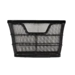 Cesto BRN Intreccio rettangolare anteriore/posteriore in acciaio nero con misure pari a 410 x 305 x h260 mm. Nella confezione sono incluse le piastre per il fissaggio.