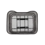 Cesto BRN Intreccio rettangolare anteriore/posteriore in acciaio nero con misure pari a 410 x 305 x h260 mm. Nella confezione sono incluse le piastre per il fissaggio.