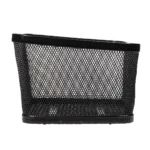 Cesto BRN Intreccio rettangolare anteriore/posteriore in acciaio nero con misure pari a 410 x 305 x h200 mm. Nella confezione sono incluse le piastre per il fissaggio