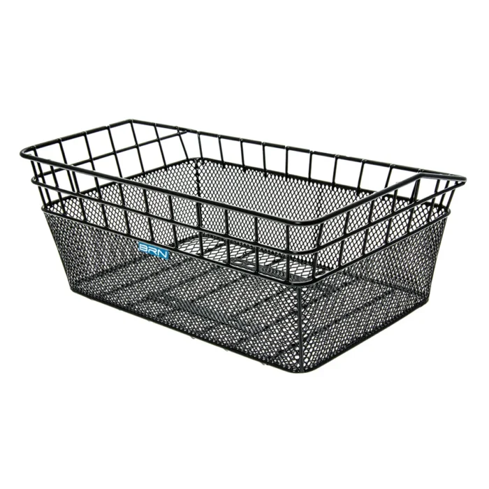 Cesto BRN Milano nero anteriore in acciaio. Le sue dimensioni sono 45 x 30 x 18 cm (piastre in dotazione)