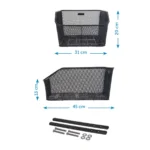 Cesto BRN Maxi posteriore nero in acciaio e retina. Le sue dimensioni sono 45 x 31 x 20 cm.