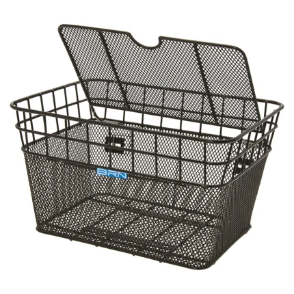 Cesto di stoccaggio BRN in rete nera, ideale per biciclette, con apertura superiore per un facile accesso.