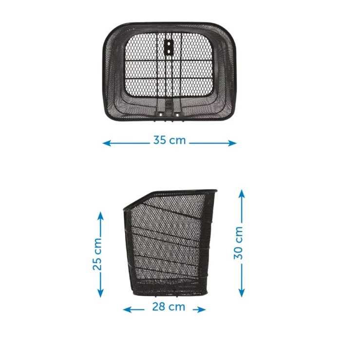 Cesto BRN anteriore in acciaio rinforzato e retina. Le sue dimensioni sono 35 x 28 x 30 cm.