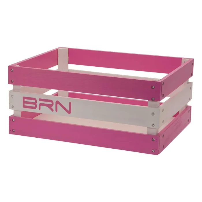 Cesto BRN Versilia in legno rinforzato rosa/bianco.