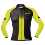 MAGLIA BRN MANICA LUNGA giallo fluo e nero, in vista frontale, con cerniera e grafica distintiva.